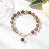 Natural Indian Agate Round Beaded Bracelets BJEW-JB11925-01-1