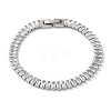 304 Stainlessa Steel Pave Clear Cubic Zirconia Rectangle Link Chain Bracelets for Women LS-BJEW-Z066-01P-03-1