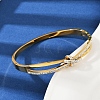 201 Stainless Steel with Rhinestone Bangles for Women BJEW-B138-03G-2