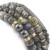 4Pcs 4 Style Natural Larvikite & Synthetic Hematite Stretch Bracelets Set with Cubic Zirconia Column Beaded BJEW-JB08830-5