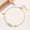 Brass Micro Pave Clear Cubic Zirconia Column Charm Bracelets KK-CBA6980-26G-1