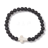 Natural Lava Rock Beads Stretch Bracelets for Women BJEW-JB13268-2
