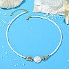 Natural Baroque Keshi Pearl Coin Glass Seed Beaded Necklaces for Women NJEW-JN06220-1