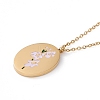 Enamel Oval with Birth Flower Pendant Necklace STAS-H174-02G-H-2