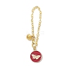 Flat Round with Butterfly Alloy Enamel Pendant Decorations HJEW-JM01519-4