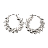 304 Stainless Steel Leaf Hoop Earrings for Women EJEW-S227-67P-1