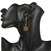 Natural Tiger Eye and Shell Pearl Braided Dangle Earrings EJEW-MZ00789-03-2