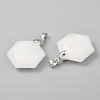 Faceted Natural White Jade Pendants G-F340-03O-2