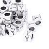 Antique Silver Plated Initial Letter Alloy European Beads TIBEB-Q054-56AS-NR-1