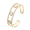 Enamel Flat Round Open Cuff Bangle with Clear Cubic Zirconia BJEW-N012-026-3