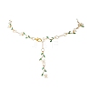 Brass Micro Pave Green Cubic Zirconia & Imitation Pearl Flower Branch Link Chain Necklaces for Women NJEW-JN05309-2