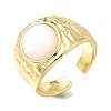 Rack Plating Brass Shell Open Cuff Rings for Women RJEW-M022-08G-1