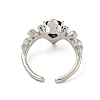 Heart Zinc Alloy with Resin Cuff Rings for Women RJEW-Z048-05P-3