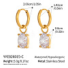 304 Stainless Steel Pave Cubic Zirconia Hoop Dangle Earrings for Women EU1593-3-1