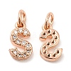 Brass Micro Pave Grade AAA Cubic Zirconia Charms ZIRC-P067-11RG-S-NR-2