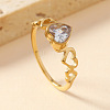 201 Stainless Steel Cubic Zirconia Finger Rings WG70560-02-1