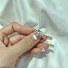 Rhodium Plated 925 Sterling Silver Finger Rings RJEW-A019-28B-01P-2