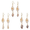 3Pairs Brass & Shell Dangle Earrings EJEW-JE06323-2