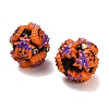 Halloween Theme Polymer Clay Rhinestone Beads with Resin RESI-Z045-02B-01-2