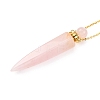 Natural Rose Quartz Bullet Shaped Perfume Bottle Pendant Necklaces G-B089-02G-02-3