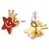 Ion Plating(IP) 304 Stainless Steel Enamel Stud Earrings EJEW-I316-03G-04-2