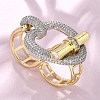 Brass Micro Pave Cubic Zirconia Open Cuff Ring for Women RJEW-F177-01GP-1