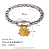 Duo Tone 304 Stainless Steel Shell Shape Charm Bracelets for Women WG49D03-01-5