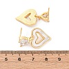 Heart Brass Micro Pave Clear Cubic Zirconia Dangle Stud Earrings KK-D363-12D-G-3
