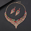 Flower Alloy Rhinestone Chain Necklaces & Stud Dangle Earrings Sets WGB5361-01-2