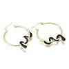 Brass Micro Pave Cubic Zirconia Hoop Earrings KK-R137-024A-NF-2