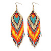 Bohemian Handmade Glass Seed Beads Hexagon Dangle Earrings ZA8204-5-1