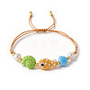Summer Beach Handmade Porcelain Fish Shell Shape and Plastic Pearl Braided Bead Bracelets for Women WG2D1DA-03-1