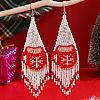 Christmas Snowflake Pattern Tassel Dangle Earrings NJ5789-1