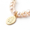 Oval with Virgin Mary & Natural Pearl Beads Pendant Necklaces NJEW-JN03625-01-5