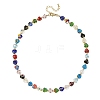 Heart Handmade Millefiori Glass Beaded Necklaces NJEW-JN06605-3