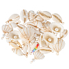 32Pcs 8 Styles Natural Mixed Shell Copper Wire Wrapped Pendants FIND-SC0015-47-5