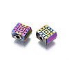 Rack Plating Rainbow Color Alloy Beads PALLOY-S180-357-3