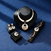 Flat Round Alloy Pendant Necklaces & Stud Dangle Earrings & Link Bracelet & Rings Sets WGF76D9-07-1