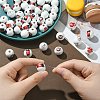80Pcs 4 Styles Coffee Printed Wooden European Beads WOOD-CJ0001-82-4