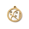 12 Constellations 304 Stainless Steel & Natural Shell & Rhinestone Pendants SA-CBAA9A2-06G-08-1