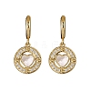 Heart with Flat Round Brass Micro Pave Clear Cubic Zirconia Hoop Earrings KK-D363-11A-G-2