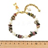 Brass Enamel Fish Charm Bracelets BJEW-JB14062-03-4