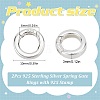 2Pcs 925 Sterling Silver Spring Gate Rings with 925 Stamp STER-SC0001-27-2