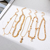 Alloy & Imitation Pearl Round Star Pineapple Charm 5 Layer Anklets for Women FS-WG8DB57-01-3