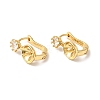 Brass with Clear Cubic Zirconia Hoop Earring Findings with Latch Back Closure KK-G434-01G-1