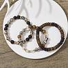 3Pcs 3 Style Natural Lava Rock & Dalmation Jasper & Coconut Beaded Stretch Bracelets Set BJEW-JB09810-4