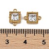 Ion Plating(IP) 304 Stainless Steel Cubic Zirconia Square Links Connector Charms STAS-K256-24G-06-3