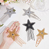 5Pcs 5 Styles Resin Rhinestone with Iron Ball Chain Tassel Sew On Patches PATC-CY0001-68-3