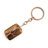 Tree of Life Wire Wrapped Rectangle Natural Tiger Eye Gemstone Pendant Keychain FIND-PW0017-05E-1