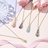 Electroplated Natural Quartz Crystal Prism Copper Wire Wrapped Pendant Necklaces NJEW-JN05027-01-2